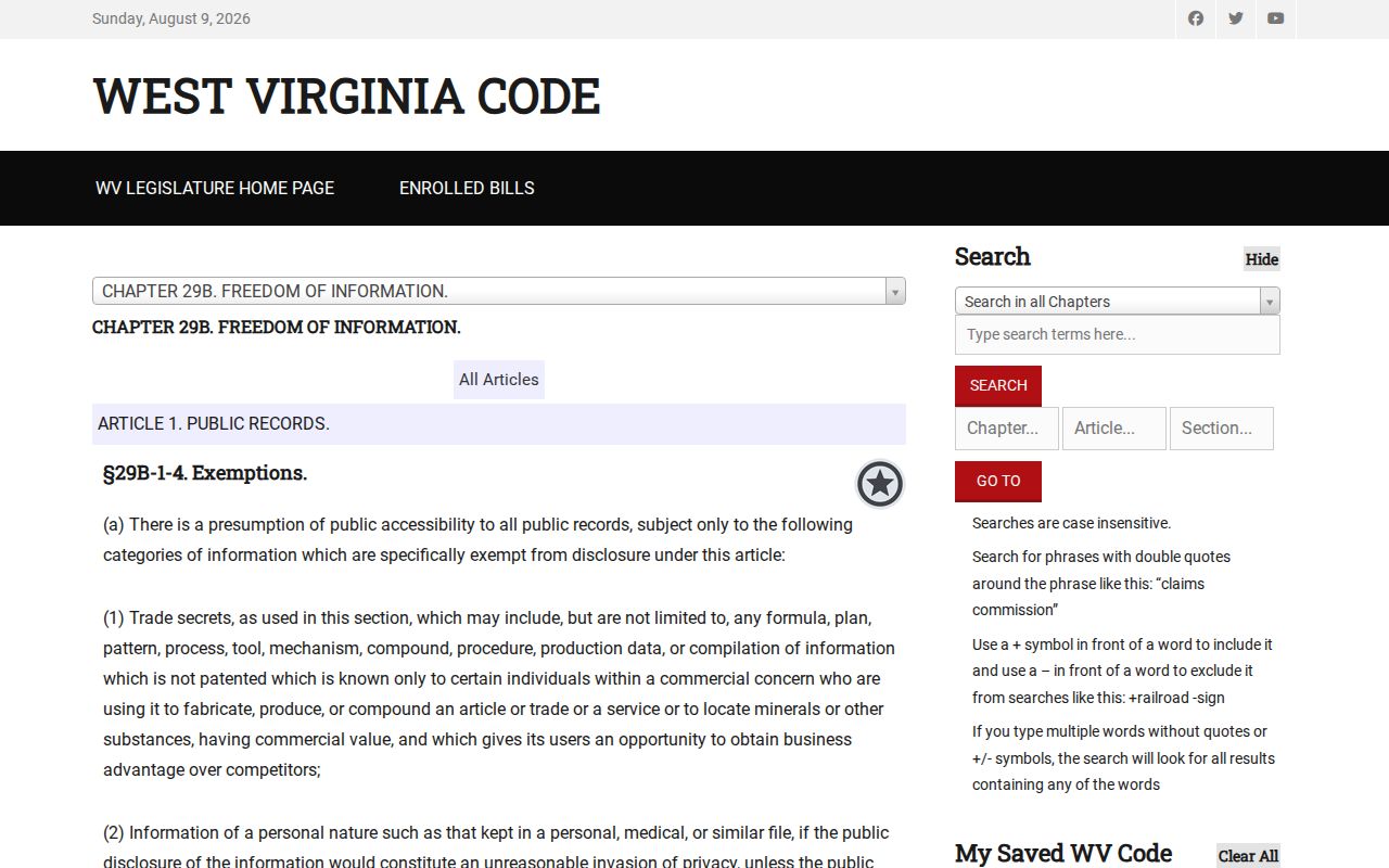 West Virginia records exemptions for Ohio County 72-hour release requests