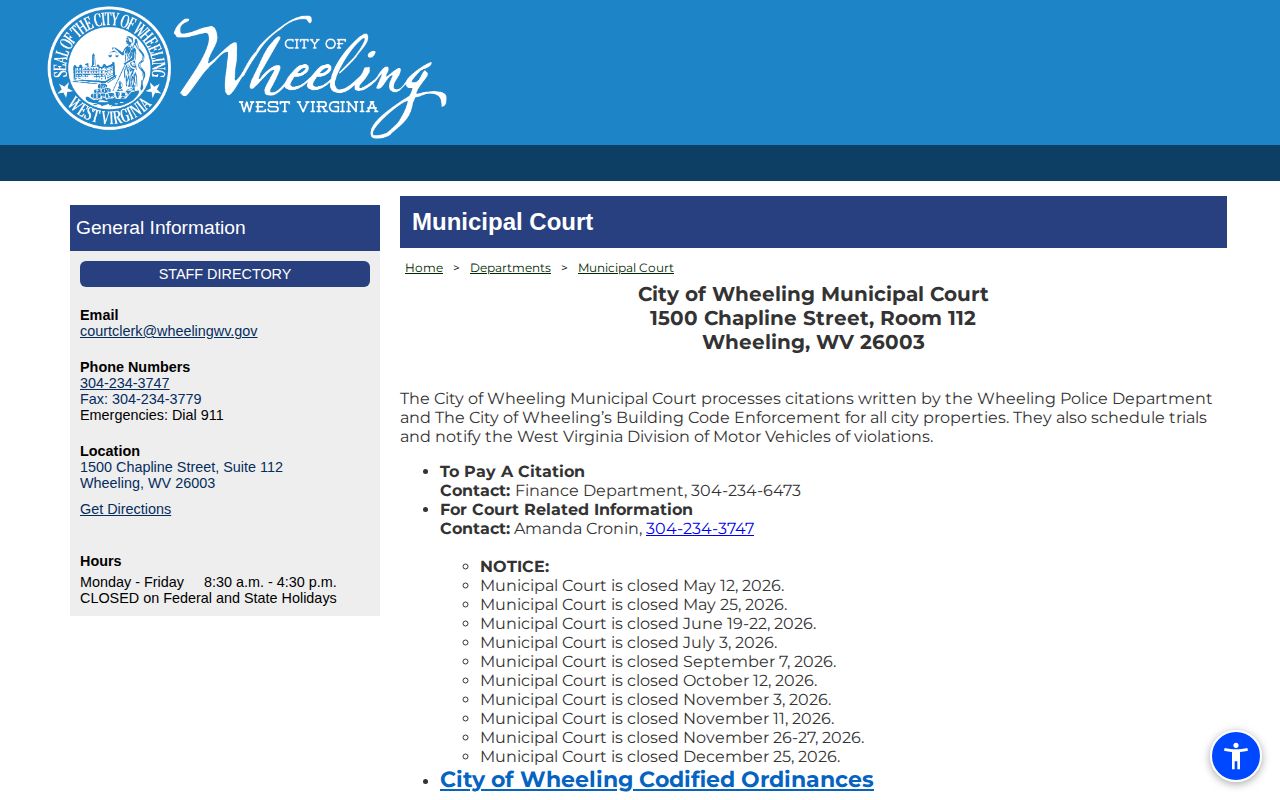 Wheeling Municipal Court bond information for Ohio County release records