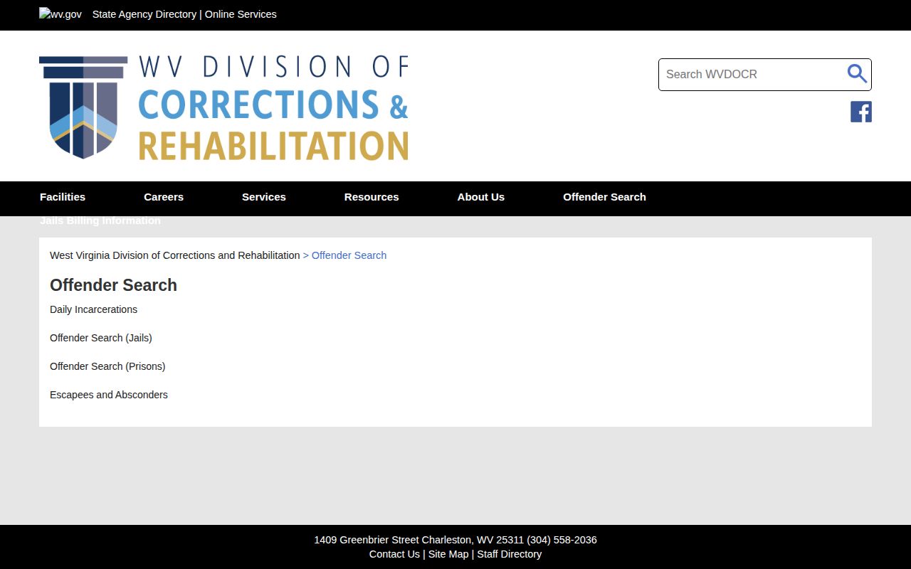 WVDCR search channels for Ohio County released inmates